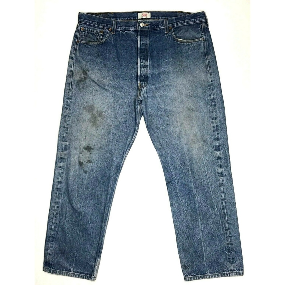 501 Button Fly Med Wash Jean 100% Cotton Destroyed